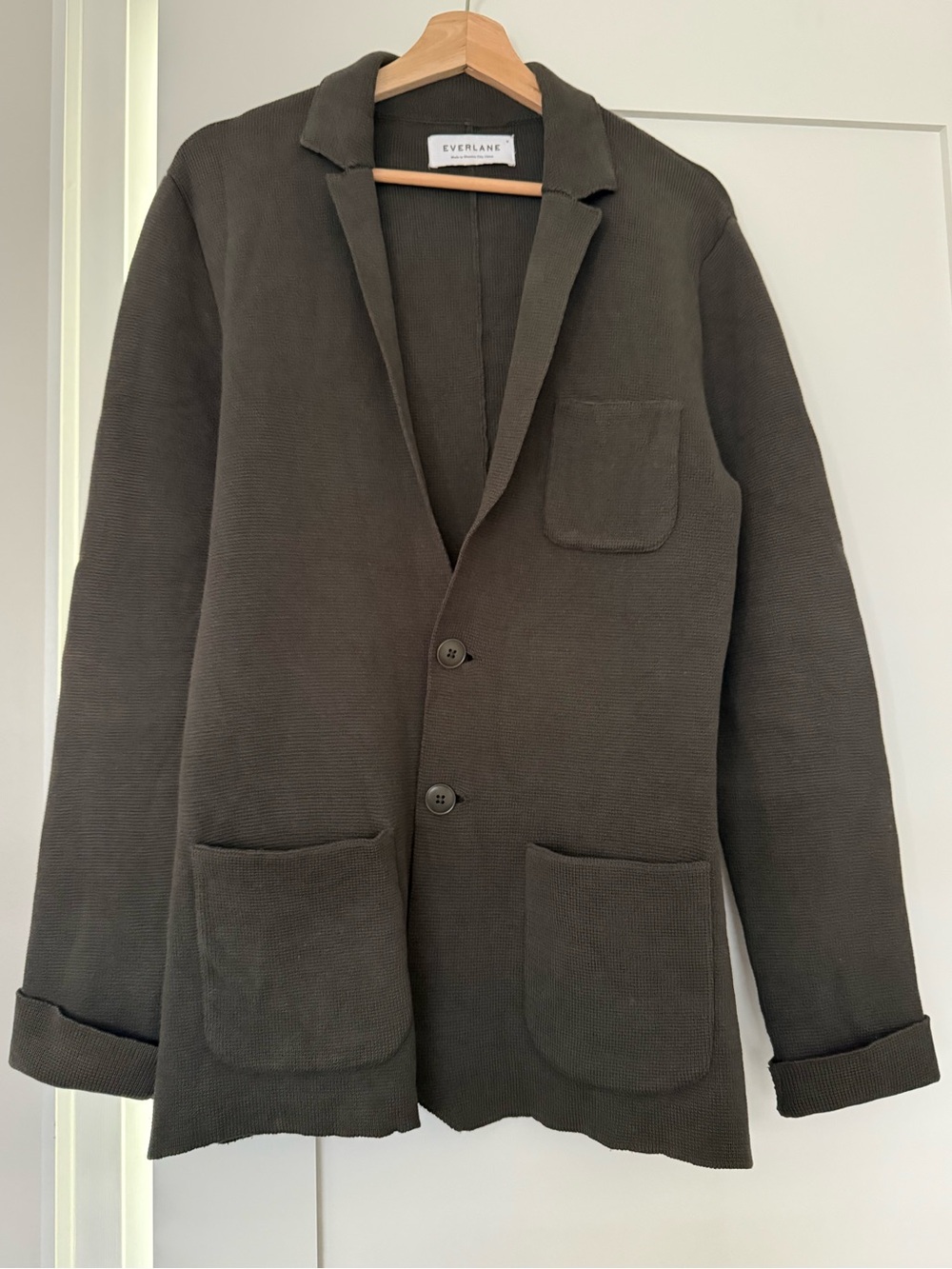 Everlane Men’s Knit Blazer Cardigan Jacket Grey Olive Size M